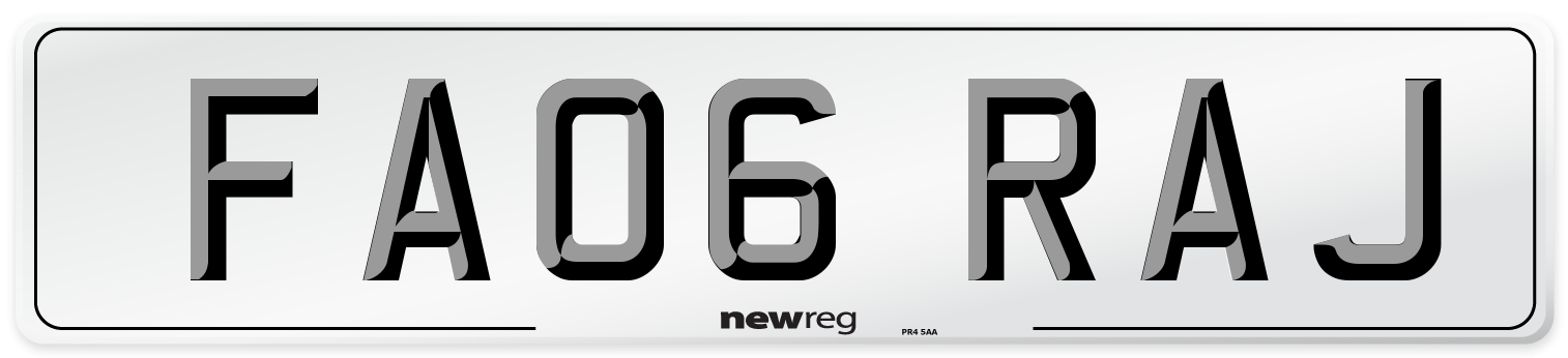 FA06 RAJ Number Plate from New Reg